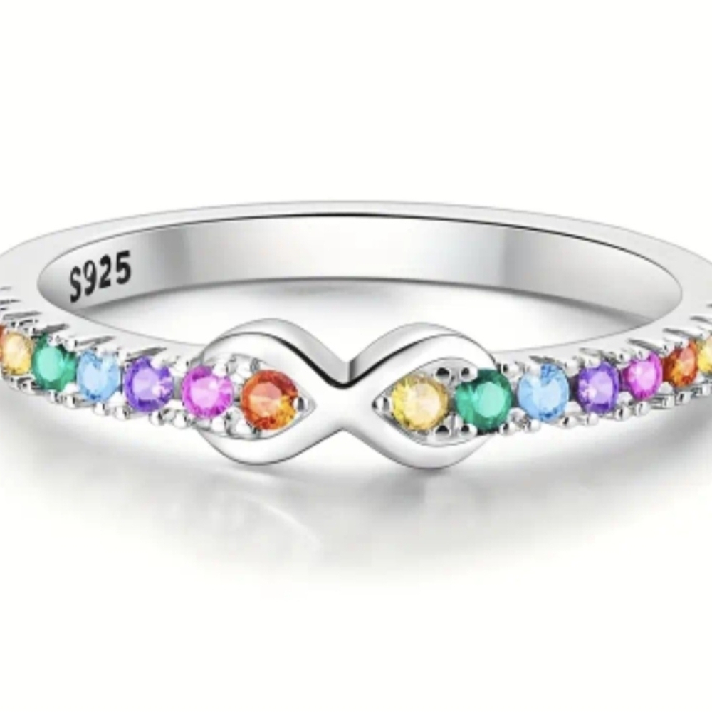 NEW- Pretty Multicolor Infinity Ring - Picture 2 of 3
